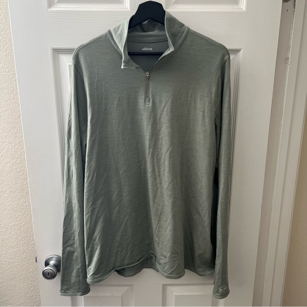 Allbirds Tencel Merino Wool Blend Green Run Mid Layer Jacket 1/4 zip Size L